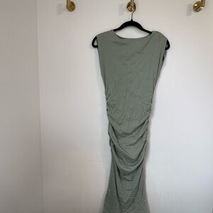 Michael Stars Sage Green Ruched Sleeveless Maxi Dress